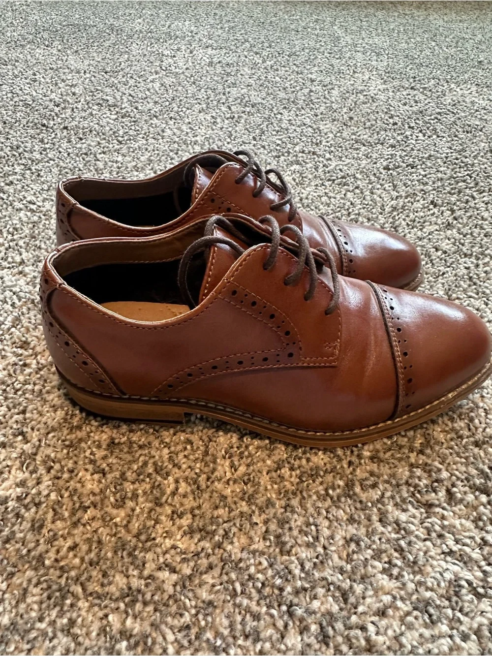 Men's Brown Leather Cap-Toe Oxfords